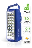 Suled Kamp Lambası 6V Akülü 80 Saat - 3Gün Aydınlatma 24 Smd Led Işıldak Lamba 220V Şarj - 1