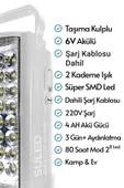 Suled Kamp Lambası 6V Akülü 80 Saat - 3Gün Aydınlatma 24 Smd Led Işıldak Lamba 220V Şarj - 2