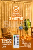 Suled Perde Led 3X3 Metre Kumandalı 8 Mod Ambiyans Ayarlabilir Boy Dekor Mikro Led Işık Perde - 1