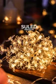 Suled Dekoratif Çiçekler 5Mt Led Işık Sarı İç Ve Dış Mekan 220V 20 Çiçek Led Parti Süsleme Dekor - 5