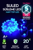 Suled Top Led Mavi Dekor Led Yılbaşı Led Işıkları 5Mt Işıkları Top Dize Işıklar Masa Dekorasyon Noel Işık - 1
