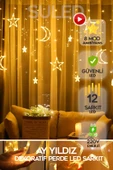 Suled Sl-1037 Ay Yıldız Perde Led 8 Mod Saçaklı Perde Peri Mutfak Işık Dekoratif Lamba Led Işık thumbnail 1