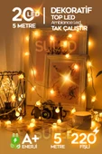 Suled Top Led Sarı Dekor Led Yılbaşı Led Işıkları 5 Mt Eklemeli Fişli Top Dize Işıklar Dekorasyon Işık - 1