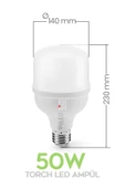 Suled 50W Torch Büyük Ampül 3 Adet Ultra Güçlü Led Işık Tasarruflu 6500K Beyaz Işık Büyük Ampül E27 - 8