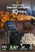 Suled 10 Metre Solar Enerjili Dekoratif 100 Led Işık Bahçe Balkon Ve Süsleme Ledleri Gün Işığı - 1