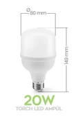 Suled 20W Torch Mega Led Ampül 1 Adet Tasarruflu Ultra Parlak 6500K Beyaz Işık Büyük Ampül E27 - 4