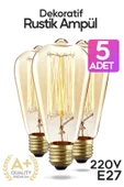 Suled Dekoratif 5'Li Retro Rustik Ampül E27 Standart Duy 220V Ev Cafe Aplik Abajur Tavan Ampülü - 1