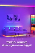 Suled Şerit Led 5 Metre Ambians Aydınlatma Kumanda & Trafolu Rgb Şerit Işık Tavan Oda Işık Dekoru - 5
