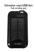 Suled Güneş Panelli Handy Power Bank Fener Işıldak 32 Süper Smd Ledli El Feneri Ev Kamp Outdoor Aydınlatma - 6