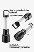 Suled Usb Şarjlı El Feneri Ve Kamp Lambası 4 Modlu 10W A+ Led Işık Outdoor Askı Aparatlı Lityum Pilli - 3