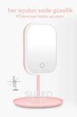 Suled Led Işıklı Makyaj Aynası 3 Modlu Usb Şarjlı Beyaz Dikdörtgen Taşınabilir Açı Ayarlı Güzellik Ayna - 5