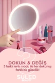 Suled Makyaj Aynası 3 Modlu Led Işıklı Usb Şarjlı Yuvarlak Taşınabilir Açı Ayarlı Güzellik Aynası - 3
