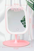 Suled Led Işıklı Makyaj Aynası 3 Modlu Usb Şarjlı Beyaz Dikdörtgen Taşınabilir Açı Ayarlı Güzellik Ayna - 3