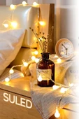 Suled Top Led Sarı Dekor Led Yılbaşı Led Işıkları 5 Mt Eklemeli Fişli Top Dize Işıklar Dekorasyon Işık - 4