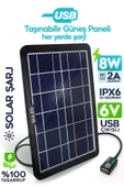 Suled 8W Güneş Enerjili Solar Usb Şarj Paneli 6V Usb Çıkışlı 2A Telefon Tablet Ve Usb Ürün Şarj Ünitesi - 1