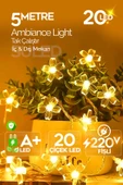 Suled Dekoratif Çiçekler 5Mt Led Işık Sarı İç Ve Dış Mekan 220V 20 Çiçek Led Parti Süsleme Dekor - 7