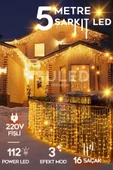 Suled Sarkıt Led Işık 5 Metre Premium Efekt Modlu 112 Led 16 Saçak İç & Dış Süsleme 220V Fişli thumbnail 1