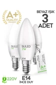 Suled Grafen E14 Duy Beyaz Işık 3 Adet Mum Buji Ampul Avize Abajur Lambası Ince Duylu Lamba 5'Li Set - 1