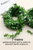 Suled Yapay Çiçek 7 Metre Dekoratif Tel Sarmaşık Yeşil Yapraklı Taç Çiçek - 4