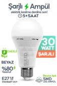 Suled Şarjlı Ampül 30W Ultra Acil Durum & Kamp Işığı 220V Beyaz E27 Duy Otomatik %80 Tasarruflu - 1