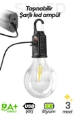 Suled Taşınabilir Şarjlı Led Ampül Outdoor Kamp Bahçe Lambası 10W Askılı Kırılmaz Led Işık - 1