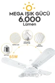 Suled Kristal Pervane 4 Kanat Led Ampül 65W 6000 Lümen Süper Güçlü E27 Lamba A Kalite Beyaz Işık - 2