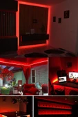 Suled Şerit Led 5 Metre Kırmızı Işık 3 Çipli Pro Ambiyans Aydınlatma Mutfak Salon Yatak Odası Led Işık - 4