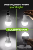 Suled Şarjlı Ampül 20W Acil Durum & Kamp Işığı 2X Bataryalı 220V Beyaz Işık E27 Duy Otomatik - 4