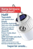 Suled Kamp Lambası Solar Şarjlı El Feneri Usb Type-C Şarj Çıkışlı Power Bank Özellikli Lithium 30W Askılı - 3
