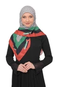Filistin Eşarp Kefiye Filistin Bayrak Renkli Çerçeveli Kareli Kadın Eşarp S100004 - 6