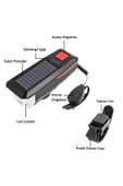 Solar Enerjili USB ile Şarj Edilebilir Ledli Bisiklet Feneri Kornalı ve Su Geçirmez Far - 3