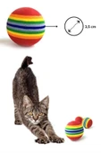 3lü Gökkuşağı Sünger Kedi Köpek Çiğneme Oyun Topu 4,2 cm - 2
