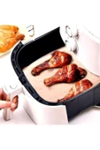 100 Adet Air Fryer Pişirme Kağıdı Tek Kullanımlık Yağ Su Geçirmez Yapışmaz Deliksiz Düz Kare Model - 3
