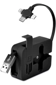 buymxx Tipi Telefon Tutuculu Makaralı Uzayıp Kısalabilen 3'ü 1 Arada USB Şarj Kablosu desi - 1