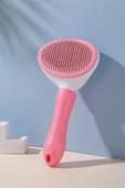 Kedi Köpek Tüy Toplayıcı Kendini Temizleyebilen Ergonomik Saplı Evcil Hayvan Tarağı Pembe - 3