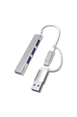 4 Port'lu Bağlantı İstasyonu Ultra İnce USB Bölücü TYPE-C tipi Çoklu Arayüz Adaptörü Multi Çoklayıcı - 1