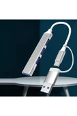 4 Port'lu Bağlantı İstasyonu Ultra İnce USB Bölücü TYPE-C tipi Çoklu Arayüz Adaptörü Multi Çoklayıcı - 3