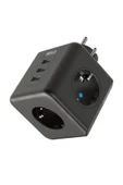 Isıya Dayanıklı Termal Akım Korumalı ve Çocuk Korumalı 3 Priz Girişli 3 USB Girişli Küp Priz - 1