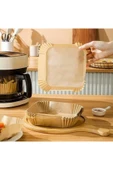 100 Adet Air Fryer Pişirme Kağıdı Tek Kullanımlık Gıda Yağlı Kağıdı Kare Tabak Model - 3