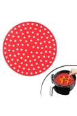 Renkli Isıya Dayanıklı Yıkanılabilir Silikon Fırın Ve Airfryer Yuvarlak Pişirme Matı 23 Cm - 1