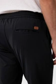 Süvari Dar Kalıp Düz Esnek Kumaş Siyah Jogger Pantolon - 5