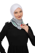 Filistin Bayrak Çizgili Filistin Şal Kefiye Küçük Filistin Bayraklı Fular Saçaksızlı Unisex S100013 - 3