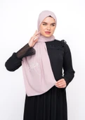 Polyster Pembe şal Filistin Haritası Ve Arapça Kelimesi Beyaz Rengi Nakışlı S100017 - 2