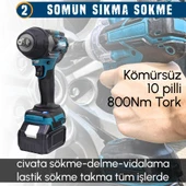 Prohummer PH279 88V 3IN1 Set (800Nm Somun Sıkma, Kırıcı Delici, 125mm Taşlama, Powerbank, LED) - 4