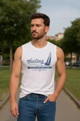 Erkek Bisiklet Yaka Baskılı Antrasit Kolsuz T-shirt - 4
