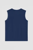 Erkek Bisiklet Yaka Baskılı Antrasit Kolsuz T-shirt - 5
