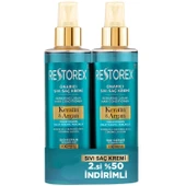 Restorex Keratin Ve Argan Onarıcı Sıvı Saç Bakım Kremi 200 ml + 200 ml - 1