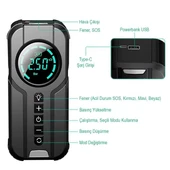 Powermaster Powerbank Araç Akü Şarj Lastik Hava Kompresörü Şişirici Taşınabilir Dijital Kablosuz El Feneri - 2