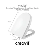 Creavit Mare Duvara Sıfır Kanalsız Klozet + Rezervuar + Duroplast Kapak + Çift Basmalı İç Takım SET - 6