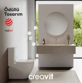 Creavit Mare Duvara Sıfır Kanalsız Klozet + Rezervuar + Duroplast Kapak + Çift Basmalı İç Takım SET - 4